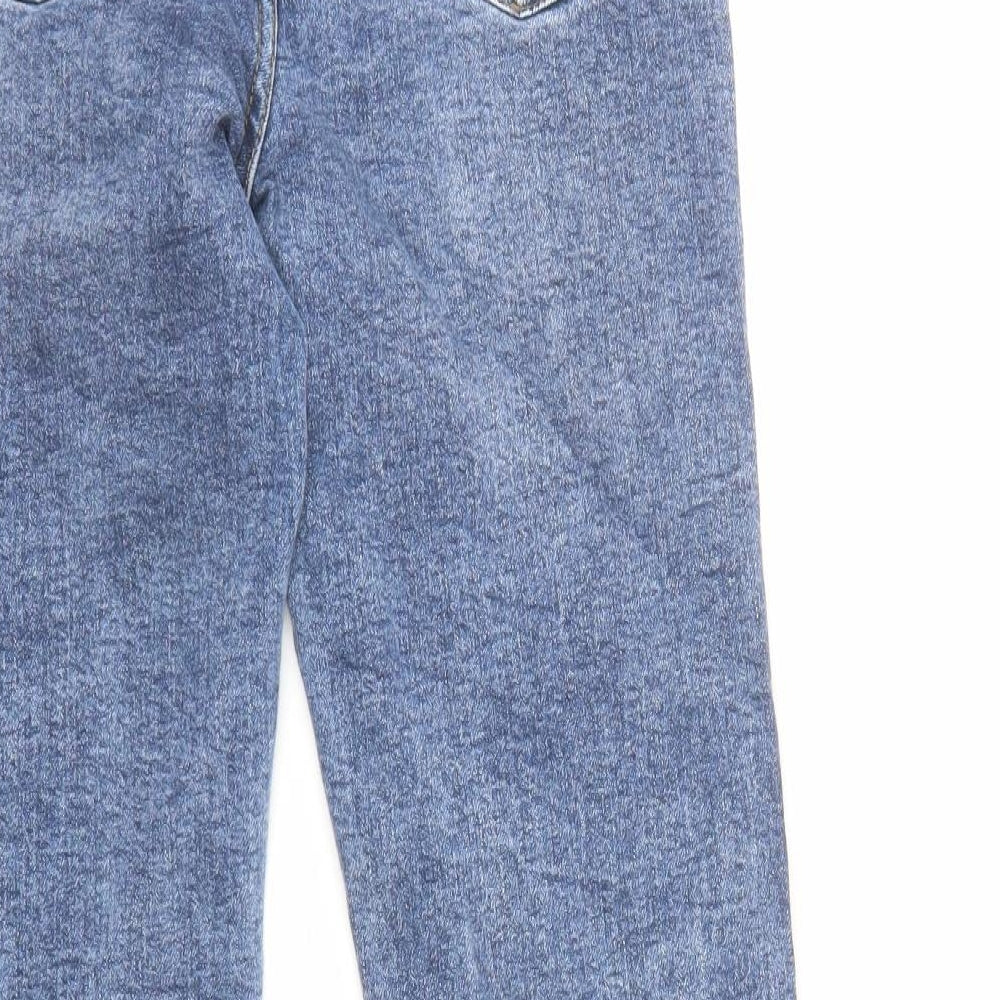 Denim & Co. Womens Blue Cotton Tapered Jeans Size 6 L28 in Regular Zip