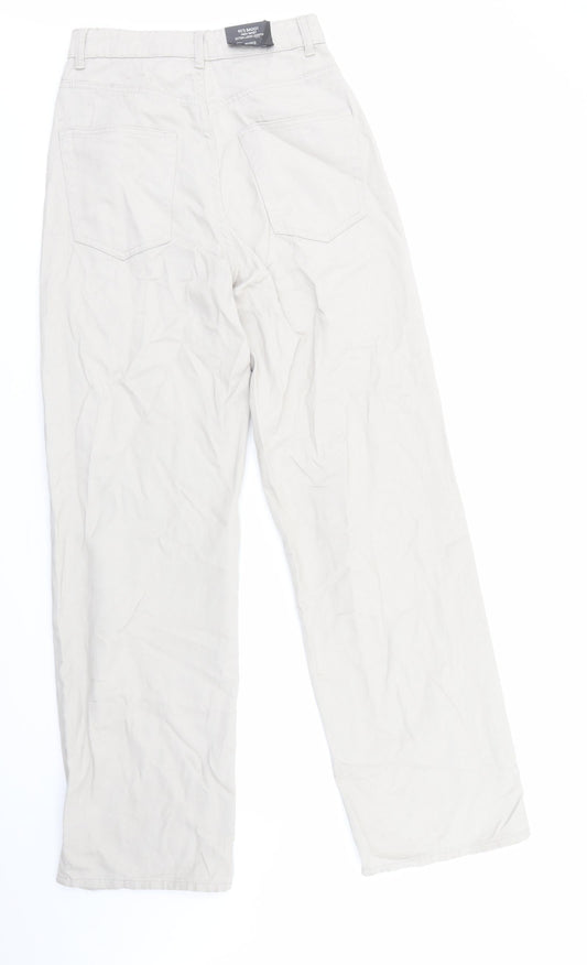 Divided by H&M Womens Grey Cotton Wide-Leg Jeans Size 8 L32 in Regular Zip