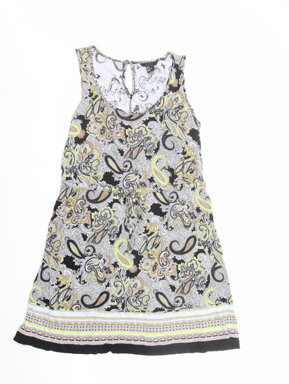 H&M Womens Multicoloured Paisley Viscose Tank Dress Size M Scoop Neck Pullover - Adjustable Waist