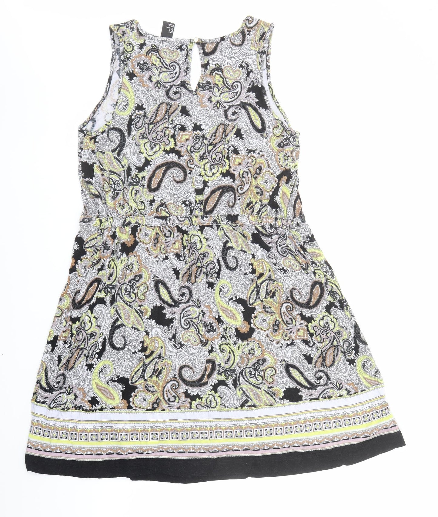 H&M Womens Multicoloured Paisley Viscose Tank Dress Size M Scoop Neck Pullover - Adjustable Waist