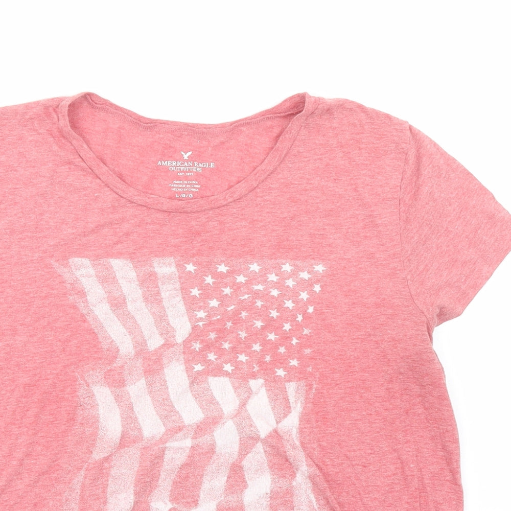 Womens UK Size L American Eagle Outfitters Pink Basic T-Shirt
