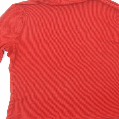 Miss Selfridge Womens Red Viscose Basic T-Shirt Size 12 Roll Neck - Ribbed
