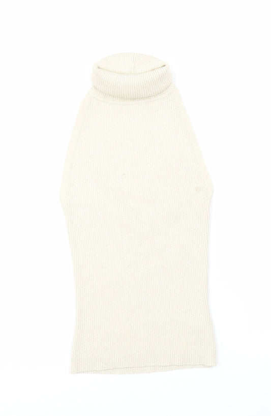 Gap Womens Beige Roll Neck Cotton Pullover Jumper Size XS - Open Back