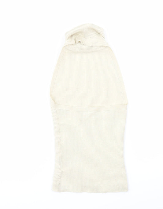 Gap Womens Beige Roll Neck Cotton Pullover Jumper Size XS - Open Back