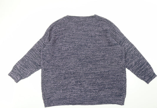 Capsule Womens Purple V-Neck Acrylic Pullover Jumper Size L