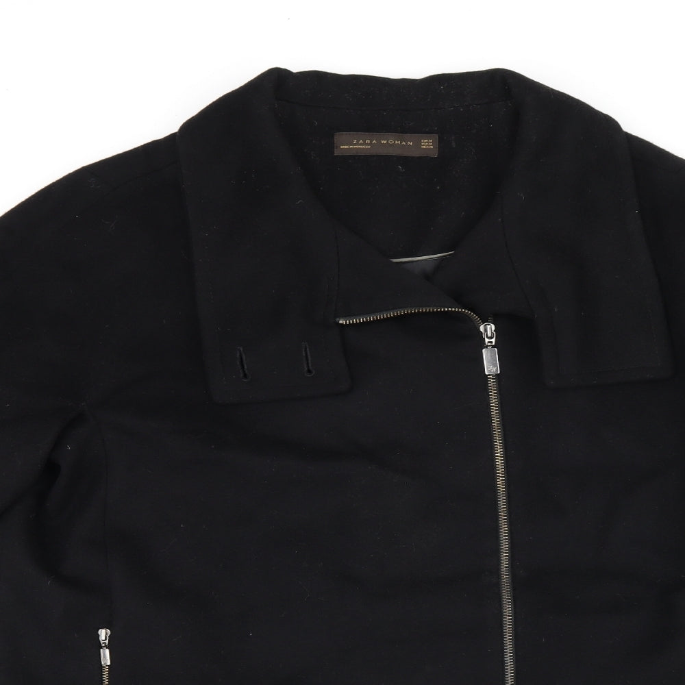 Womens UK Size M Zara Black Overcoat