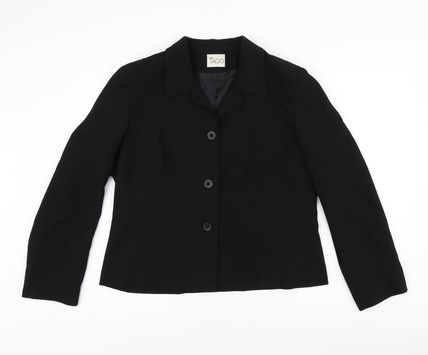 TAGG Womens Black Polyester Jacket Blazer Size 16