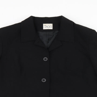 TAGG Womens Black Polyester Jacket Blazer Size 16