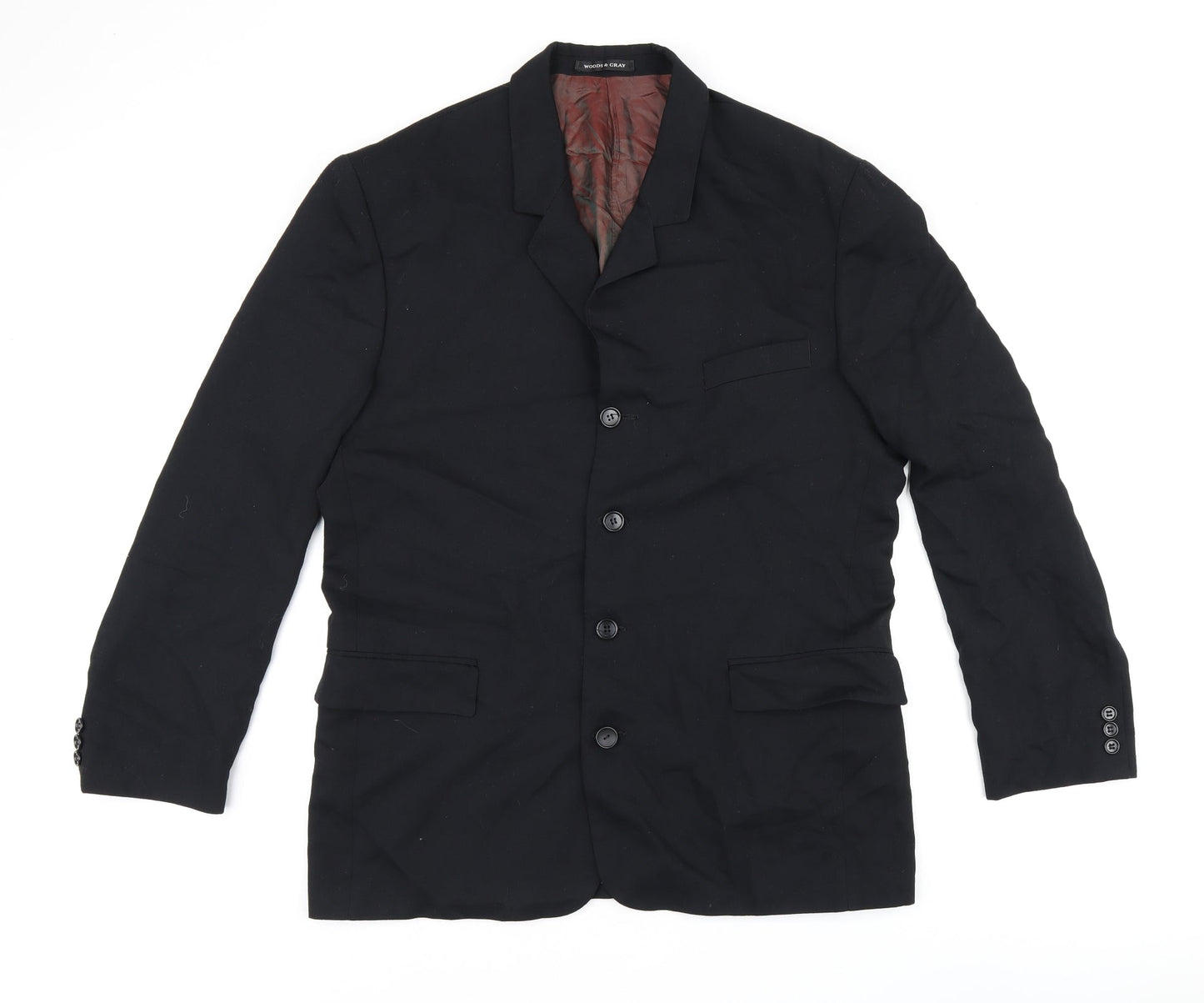 Woods & Gray Mens Black Jacket Blazer Size M Button