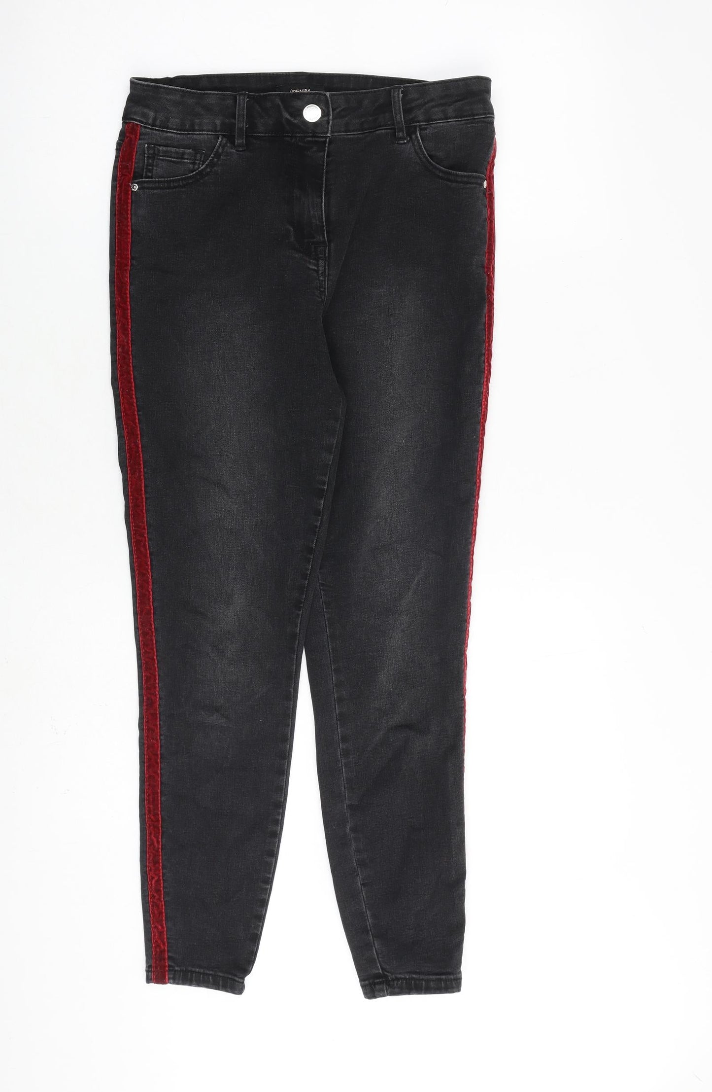 Matalan Womens Grey Cotton Straight Jeans Size 12 L27 in Regular Zip