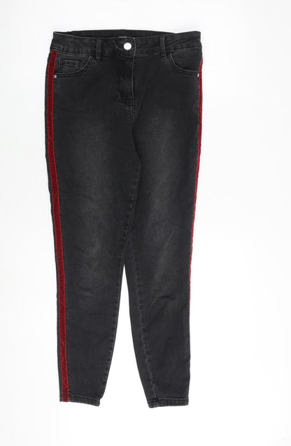 Matalan Womens Grey Cotton Straight Jeans Size 12 L27 in Regular Zip