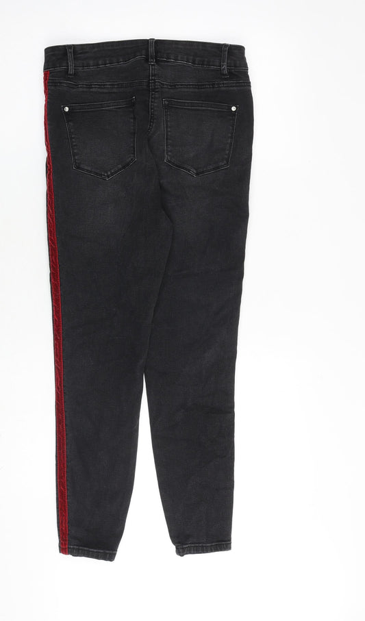 Matalan Womens Grey Cotton Straight Jeans Size 12 L27 in Regular Zip