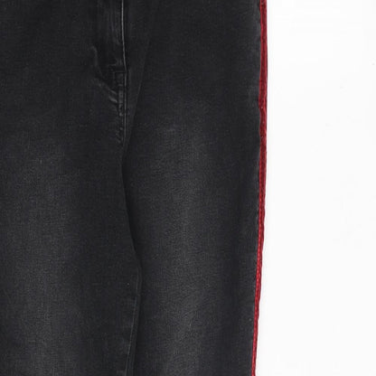 Matalan Womens Grey Cotton Straight Jeans Size 12 L27 in Regular Zip