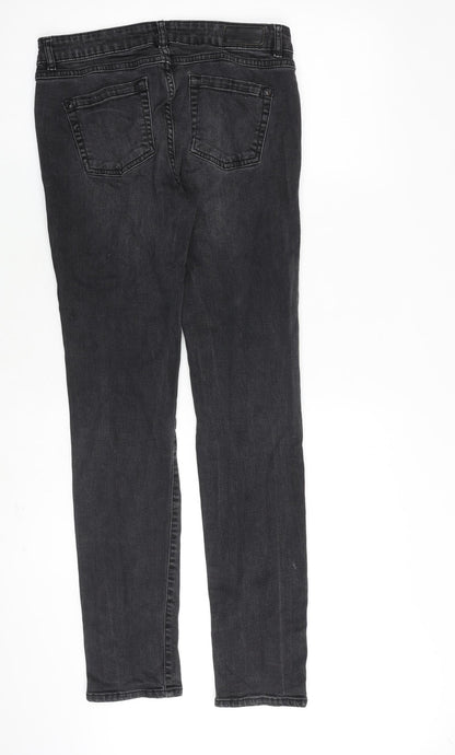 R Essential Womens Grey Cotton Straight Jeans Size 10 L30 in Regular Zip
