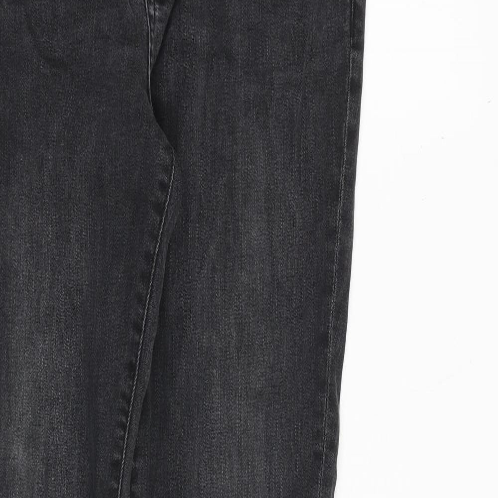 R Essential Womens Grey Cotton Straight Jeans Size 10 L30 in Regular Zip