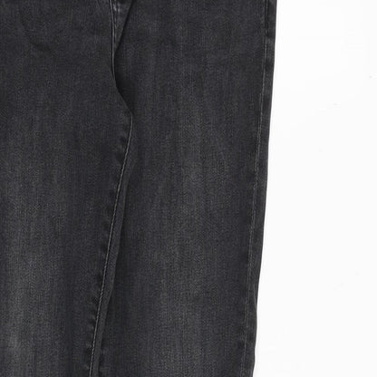 R Essential Womens Grey Cotton Straight Jeans Size 10 L30 in Regular Zip