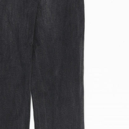 R Essential Womens Grey Cotton Straight Jeans Size 10 L30 in Regular Zip