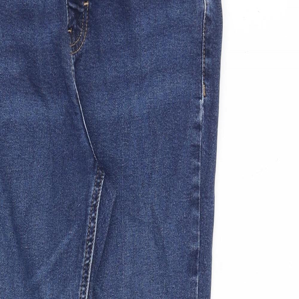 Topshop Womens Blue Cotton Straight Jeans Size 30 in L30 in Regular Zip - Distressed hems
