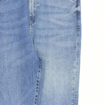 Marks and Spencer Womens Blue Cotton Skinny Jeans Size 14 L29 in Regular Zip
