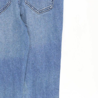 Marks and Spencer Womens Blue Cotton Skinny Jeans Size 14 L29 in Regular Zip