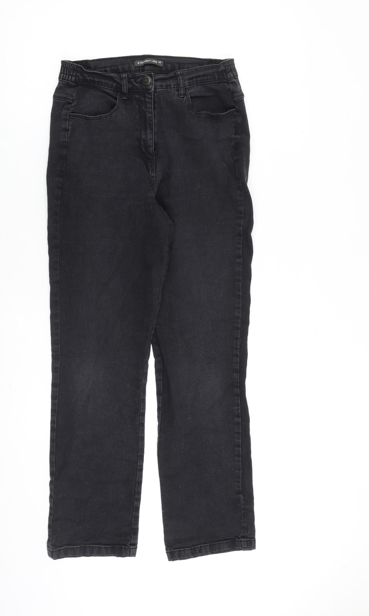 Bonmarché Womens Black Cotton Straight Jeans Size 10 L28 in Regular Zip