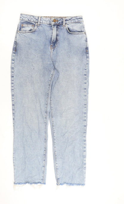 New Look Womens Blue Cotton Straight Jeans Size 8 L27 in Regular Zip