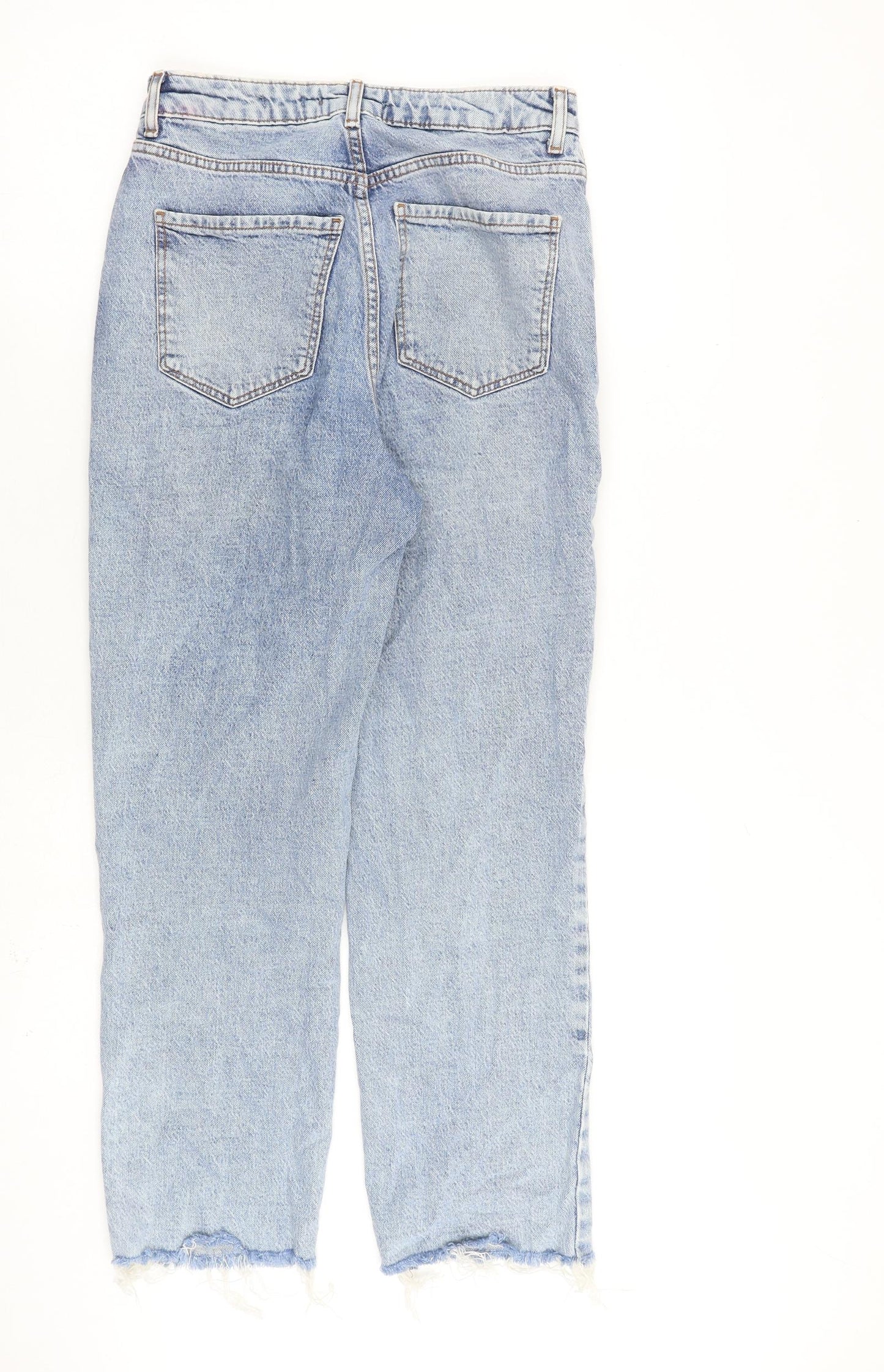 New Look Womens Blue Cotton Straight Jeans Size 8 L27 in Regular Zip