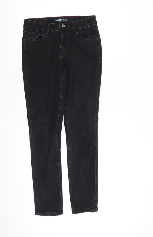Zara Womens Black Cotton Straight Jeans Size 8 L32 in Regular Zip