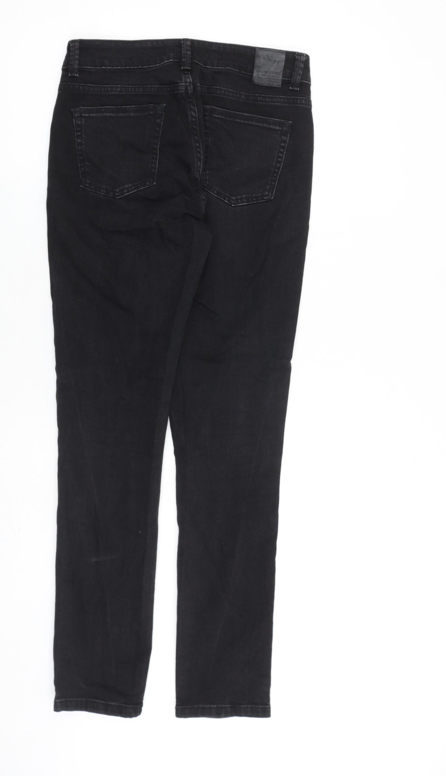 Zara Womens Black Cotton Straight Jeans Size 8 L32 in Regular Zip