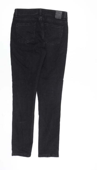 Zara Womens Black Cotton Straight Jeans Size 8 L32 in Regular Zip