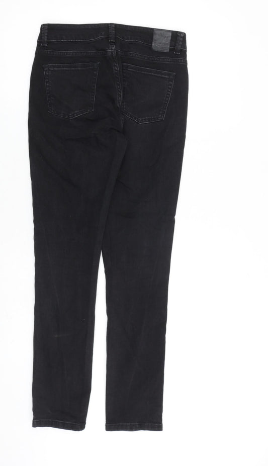 Zara Womens Black Cotton Straight Jeans Size 8 L32 in Regular Zip