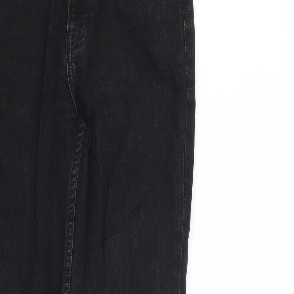 Zara Womens Black Cotton Straight Jeans Size 8 L32 in Regular Zip