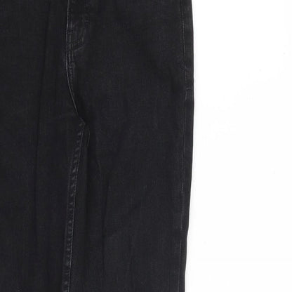Zara Womens Black Cotton Straight Jeans Size 8 L32 in Regular Zip