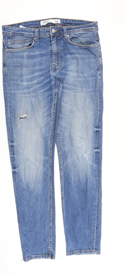 Burton Mens Blue Cotton Skinny Jeans Size 32 in L32 in Regular Zip - Stretch