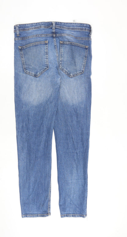 Burton Mens Blue Cotton Skinny Jeans Size 32 in L32 in Regular Zip - Stretch