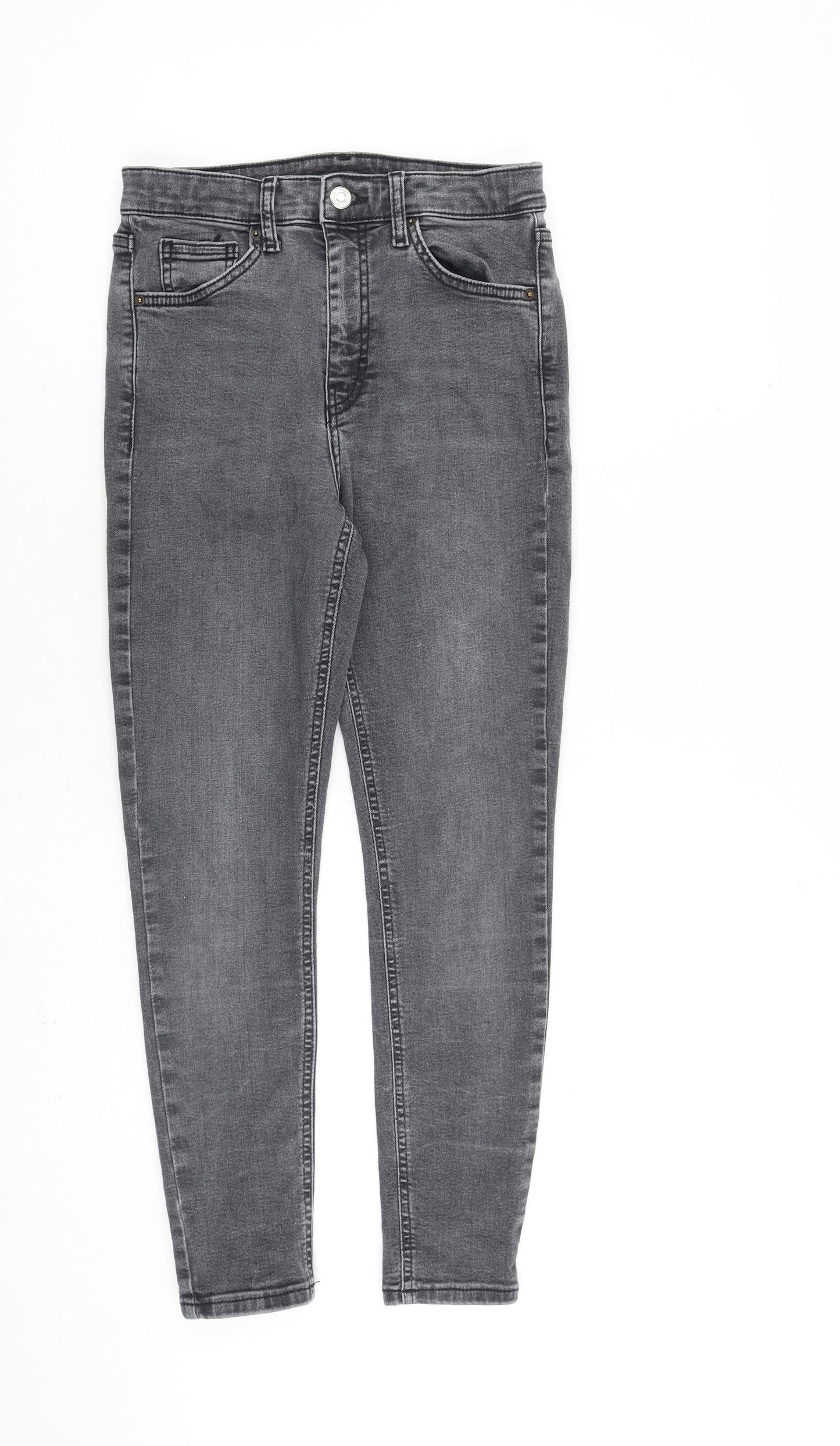 Topshop Womens Grey Cotton Straight Jeans Size 28 in L30 in Regular Zip