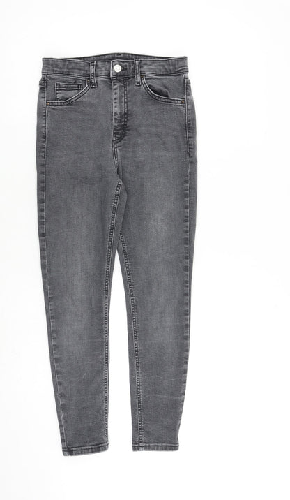 Topshop Womens Grey Cotton Straight Jeans Size 28 in L30 in Regular Zip