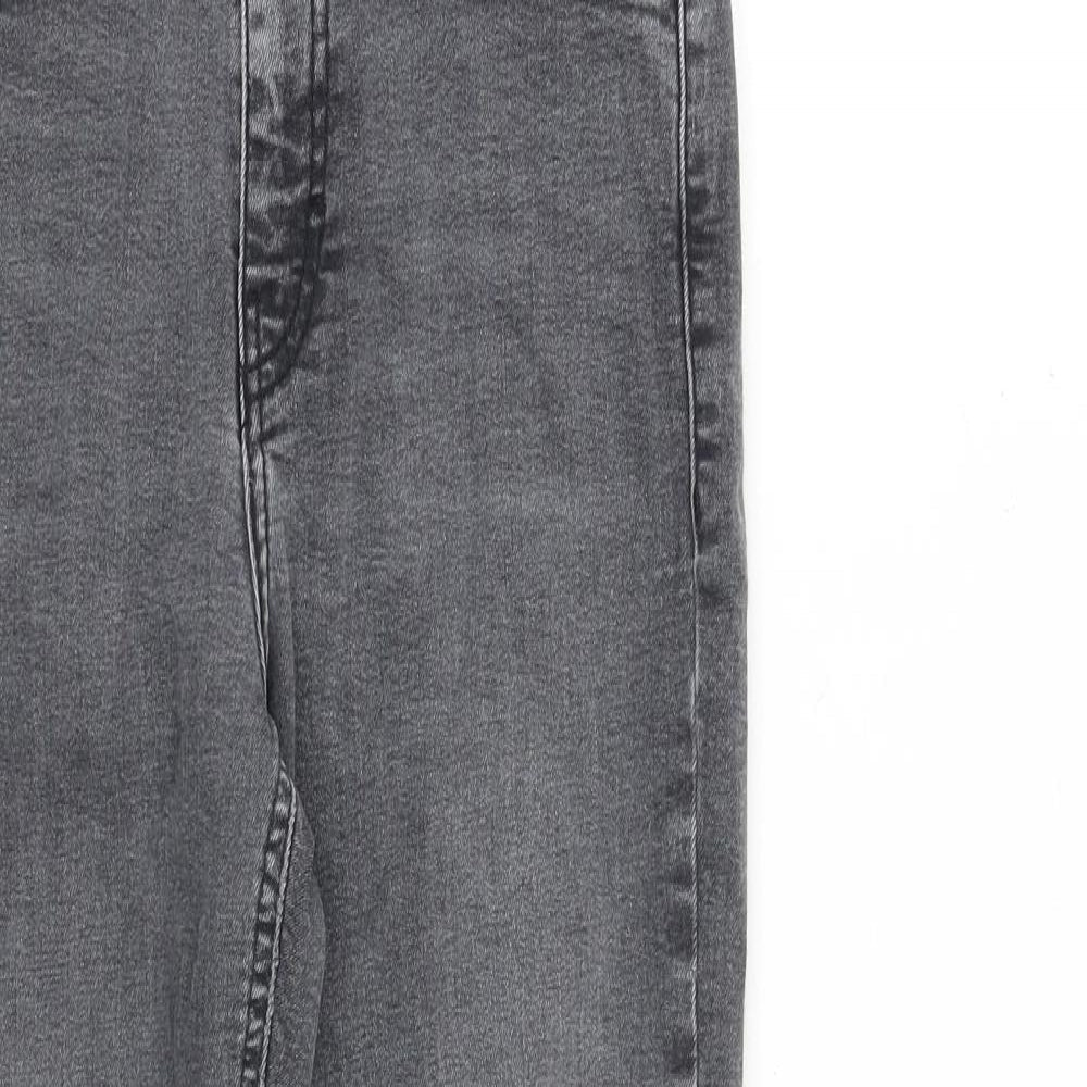 Topshop Womens Grey Cotton Straight Jeans Size 28 in L30 in Regular Zip