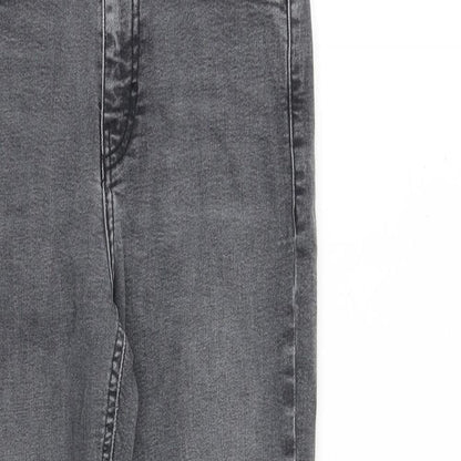Topshop Womens Grey Cotton Straight Jeans Size 28 in L30 in Regular Zip