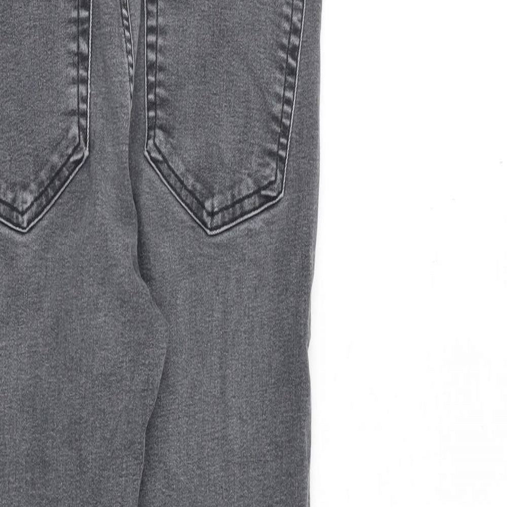 Topshop Womens Grey Cotton Straight Jeans Size 28 in L30 in Regular Zip