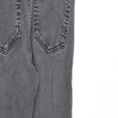Topshop Womens Grey Cotton Straight Jeans Size 28 in L30 in Regular Zip