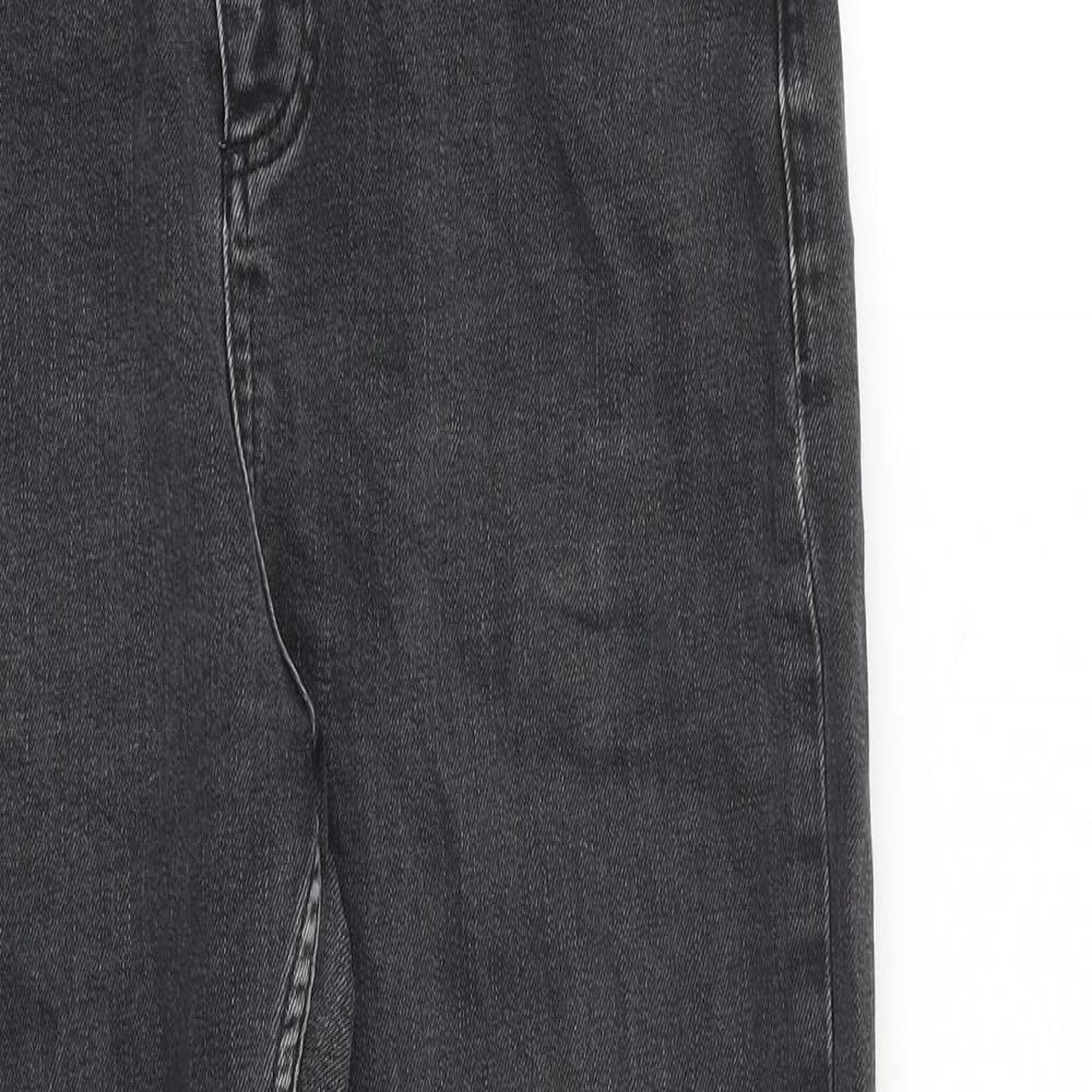 Miss Selfridge Womens Grey Cotton Mom Jeans Size 12 L24 in Regular Tie