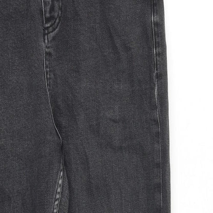 Miss Selfridge Womens Grey Cotton Mom Jeans Size 12 L24 in Regular Tie