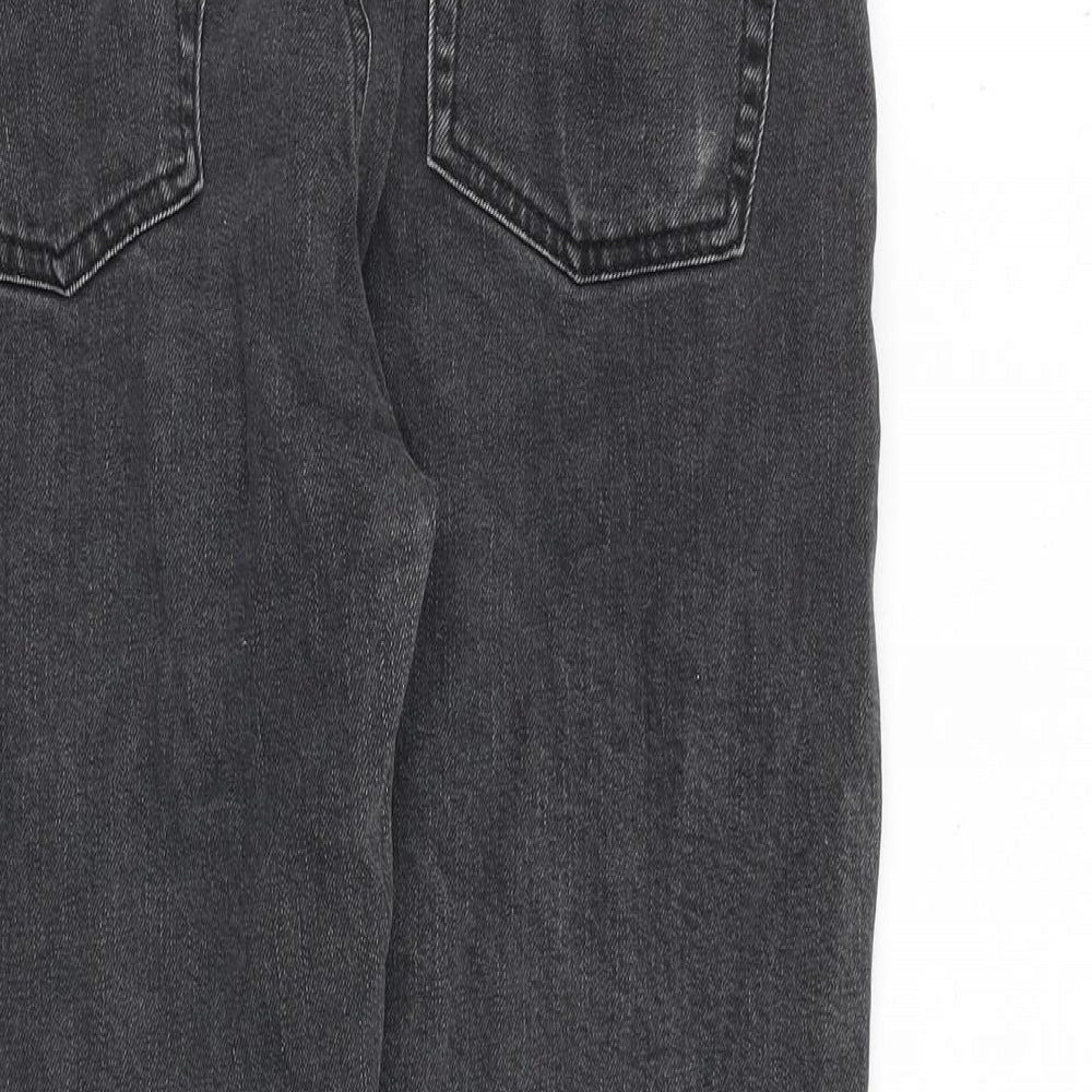 Miss Selfridge Womens Grey Cotton Mom Jeans Size 12 L24 in Regular Tie