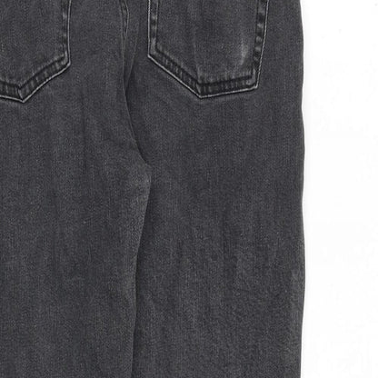 Miss Selfridge Womens Grey Cotton Mom Jeans Size 12 L24 in Regular Tie