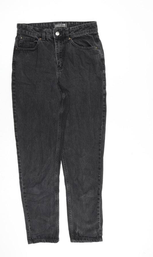 Denim & Co. Womens Grey Cotton Mom Jeans Size 10 L28 in Regular Zip