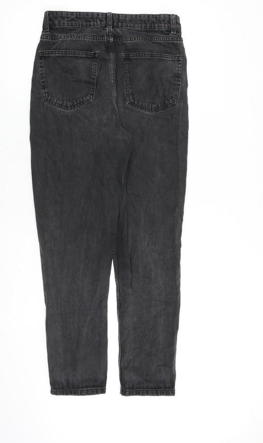 Denim & Co. Womens Grey Cotton Mom Jeans Size 10 L28 in Regular Zip