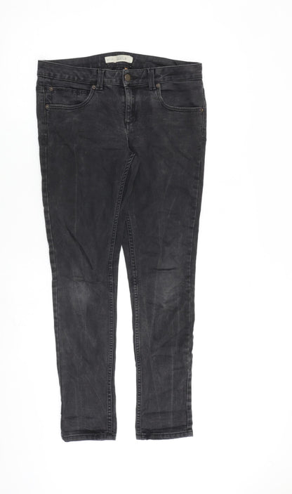 Topshop Womens Grey Cotton Straight Jeans Size 30 in L30 in Regular Zip