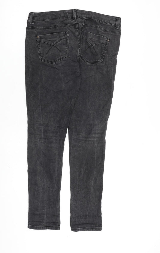 Topshop Womens Grey Cotton Straight Jeans Size 30 in L30 in Regular Zip