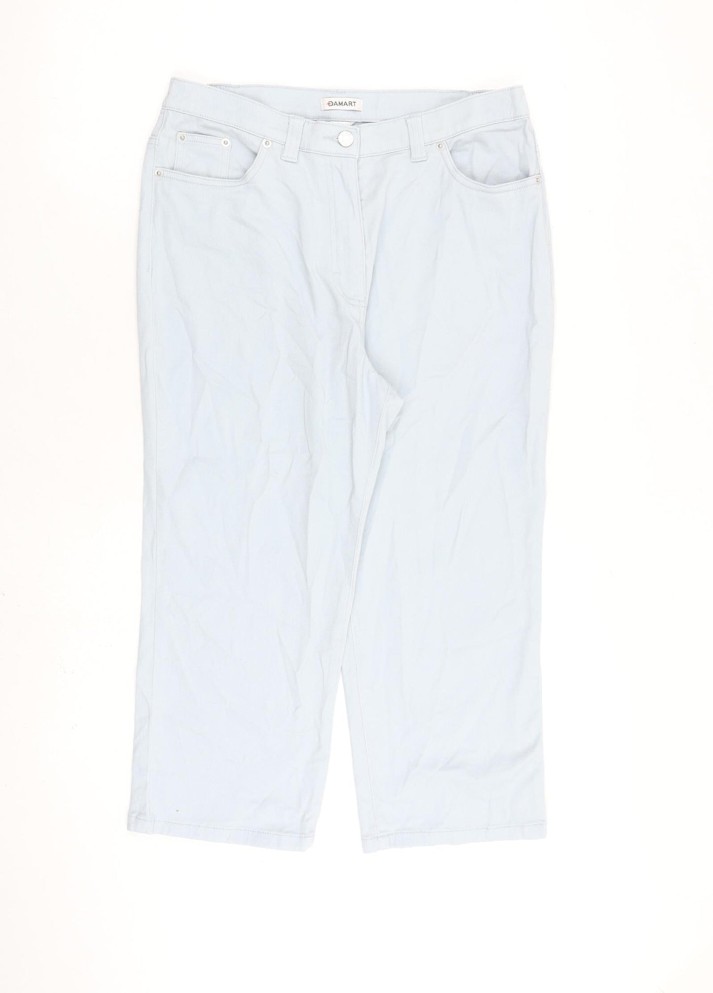 Damart Womens Blue Cotton Cropped Jeans Size 12 L21 in Regular Zip